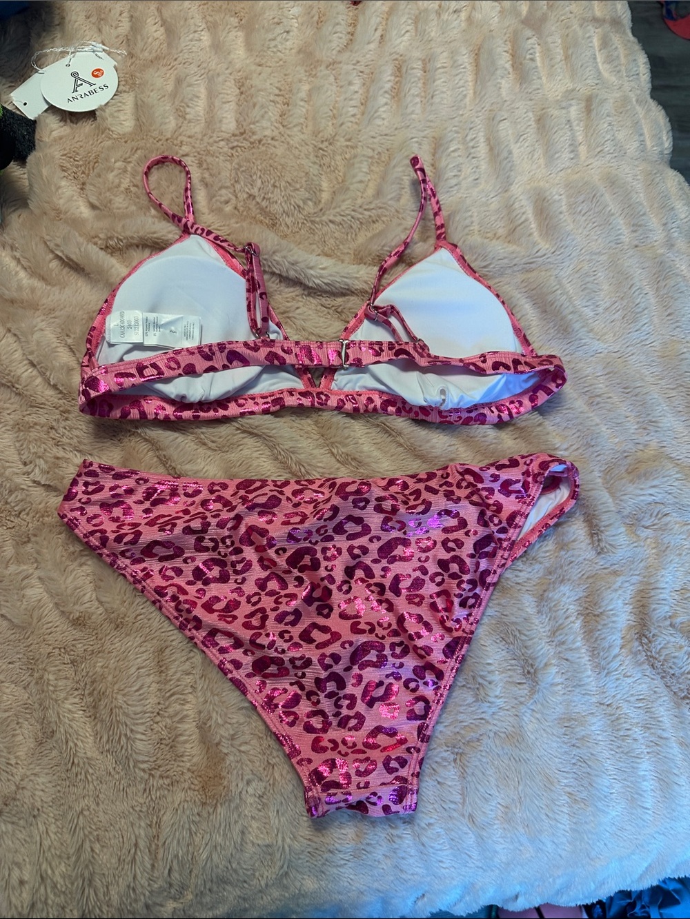 Pink Metallic Leopard Bikini Set - Picture 2 of 2